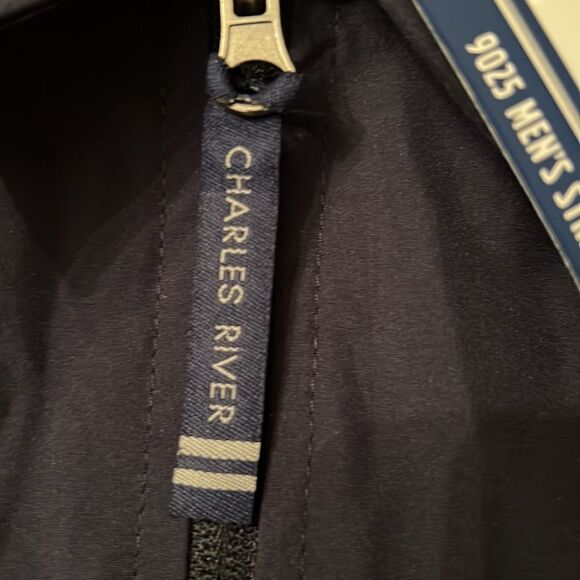 Mens Charles River Striped Sideline Jacket, XXL, Navy w/ white stripe, NWT - Picture 4 of 7